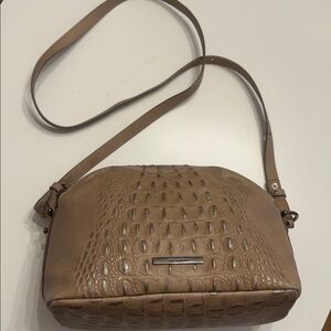Brahmin Mini Duxbury Crossbody Melbourne Taupe Exotic Crocodile Embossed Leather